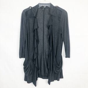 SI Women's 3/4 Sleeve Blue Open Front Cardigan Sweater Size Small